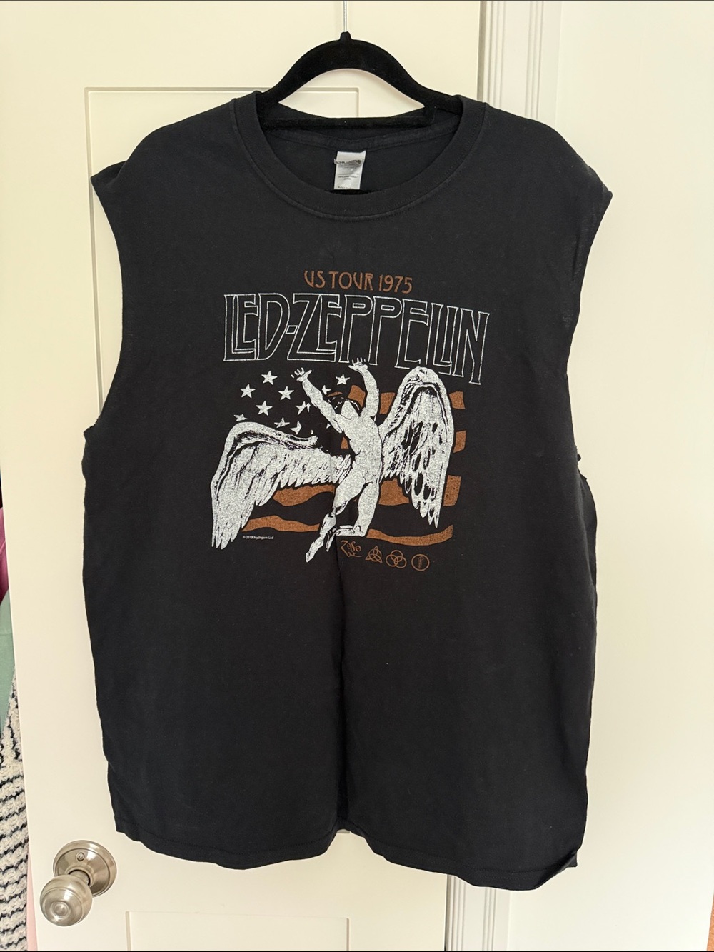 Led Zeppelin US Tour 1975 Black Graphic Muscle Tee